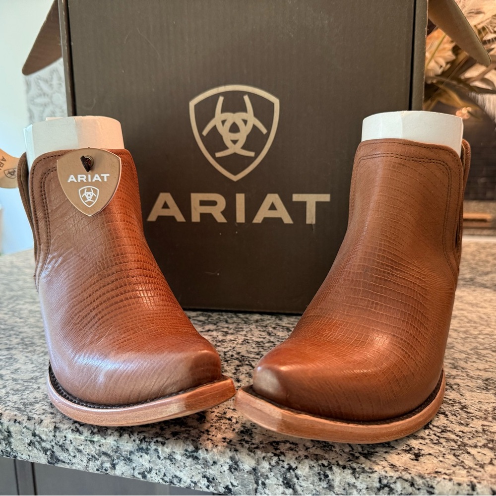 Ariat Brown Ankle Boots with Textured Leather